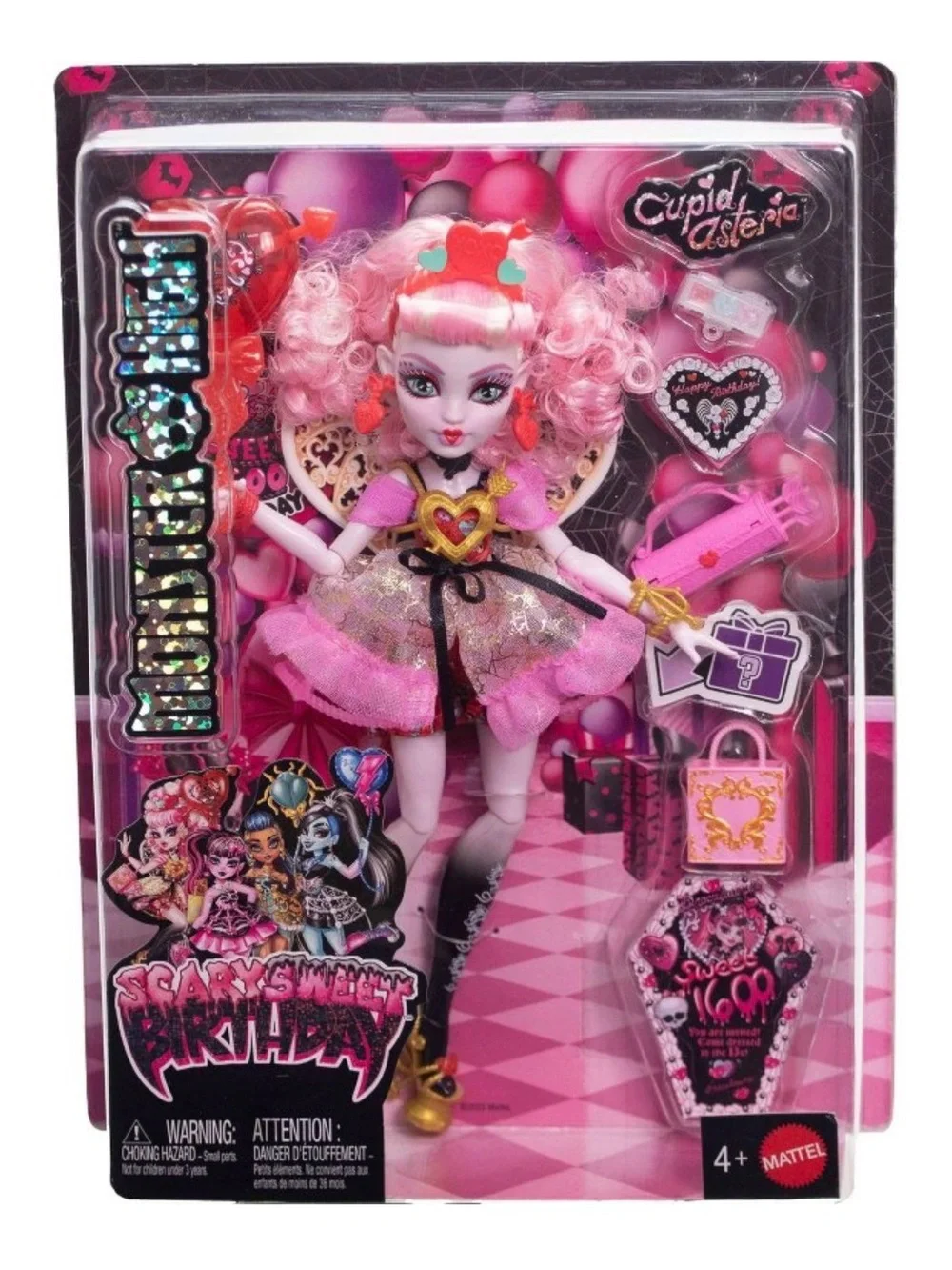 Monster High Scary Sweet Birthday Cupid Asteria Doll in Party Dress with Balloon